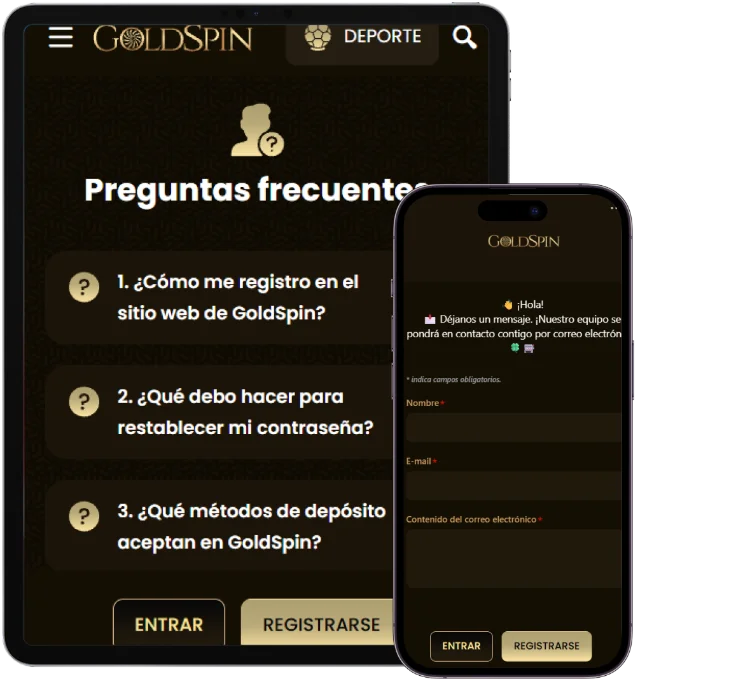 GoldSpin casino preguntas frecuentes y formulario de contacto en dispositivos móviles